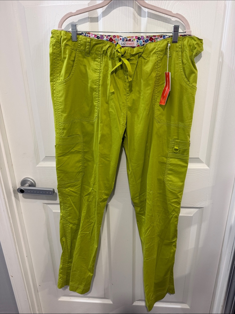 koi Bright Lime Green Cargo Drawstring Pants